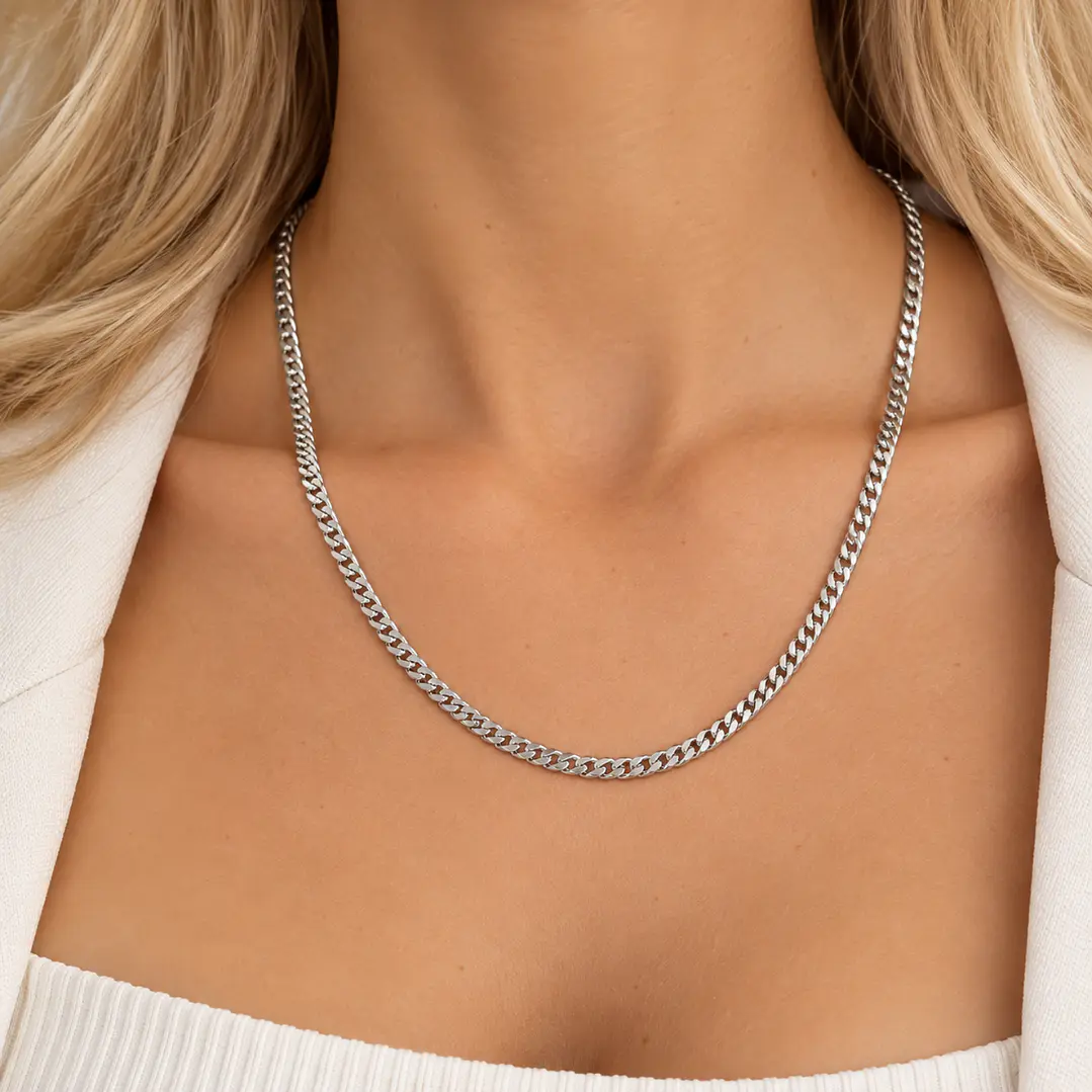 Cadena de Plata Esterlina 925 Groumet 4cm Ancha 4
