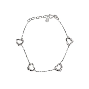 Pulsera de Plata Esterlina 925 Cuatro Argollas Corazón