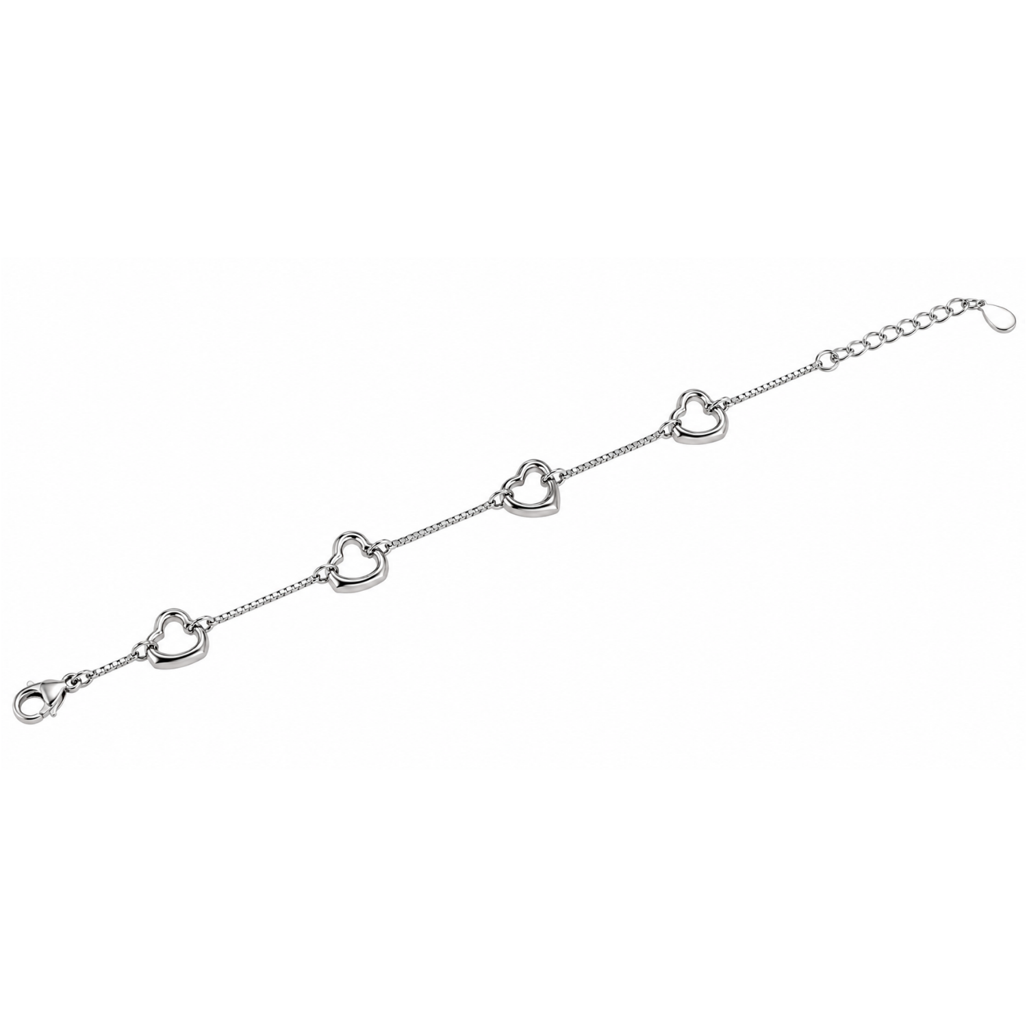 Pulsera de Plata Esterlina 925 Cuatro Argollas Corazón 3