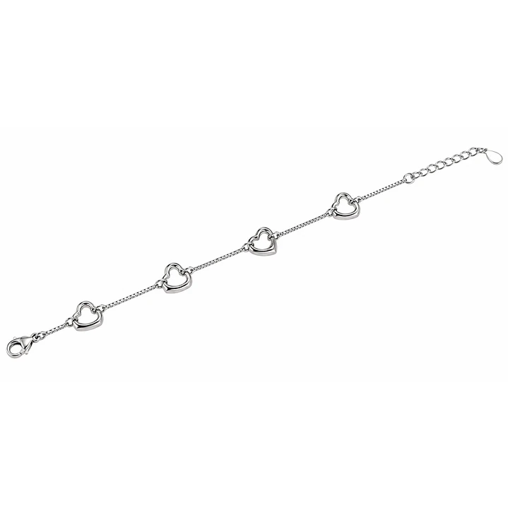 Pulsera de Plata Esterlina 925 Cuatro Argollas Corazón 3