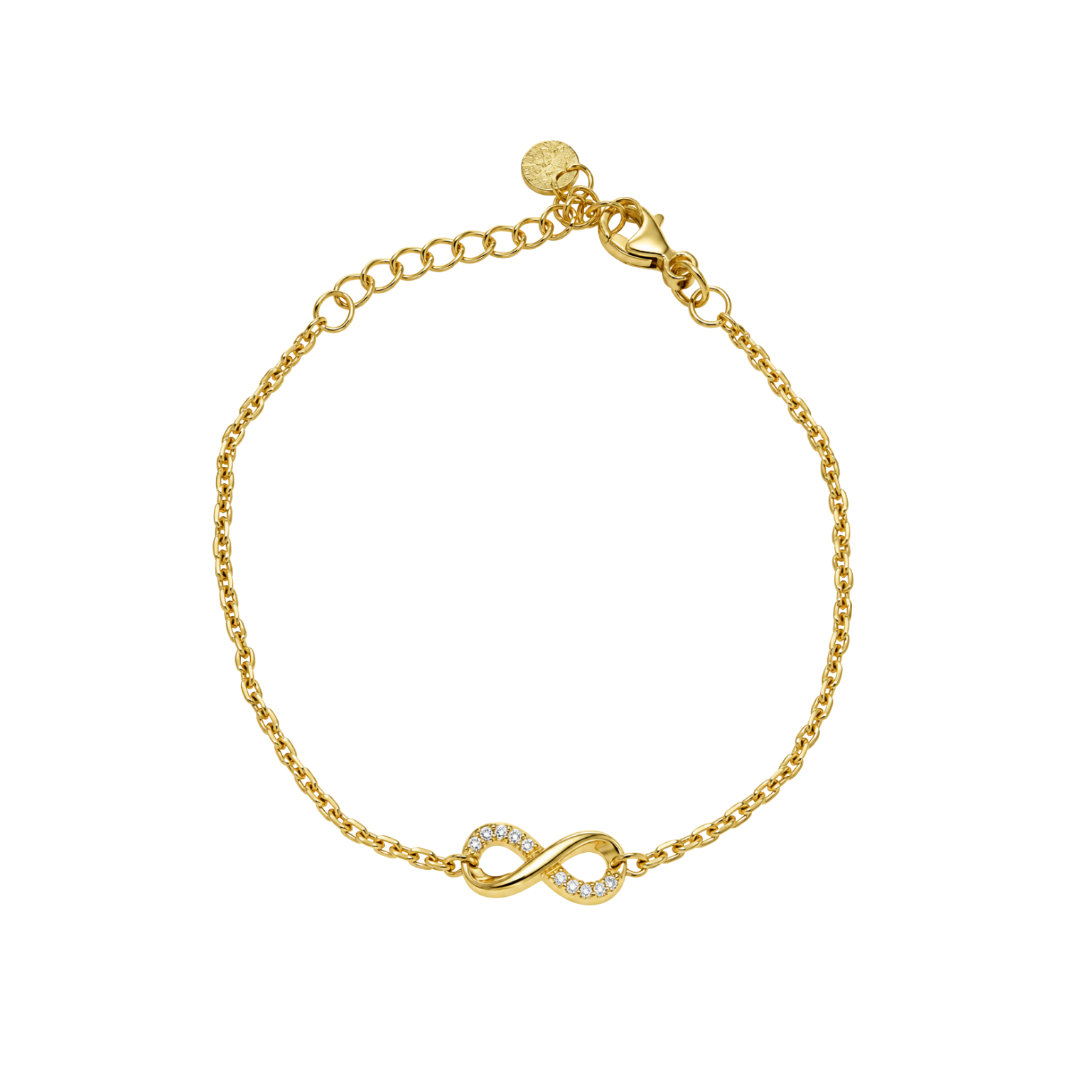 Pulsera de Plata Esterlina 925 Revestido en Oro Amarillo 18kt Infinito Circón 1