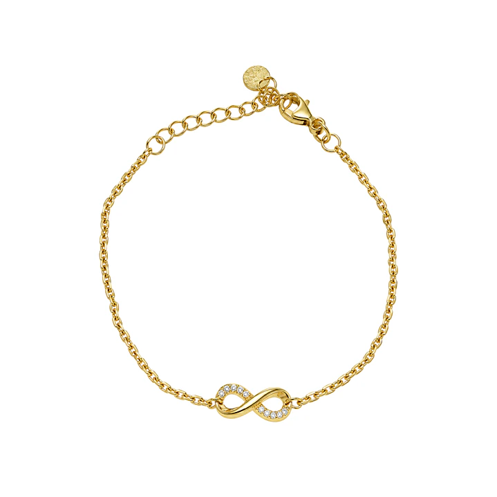 Pulsera de Plata Esterlina 925 Revestido en Oro Amarillo 18kt Infinito Circón 1
