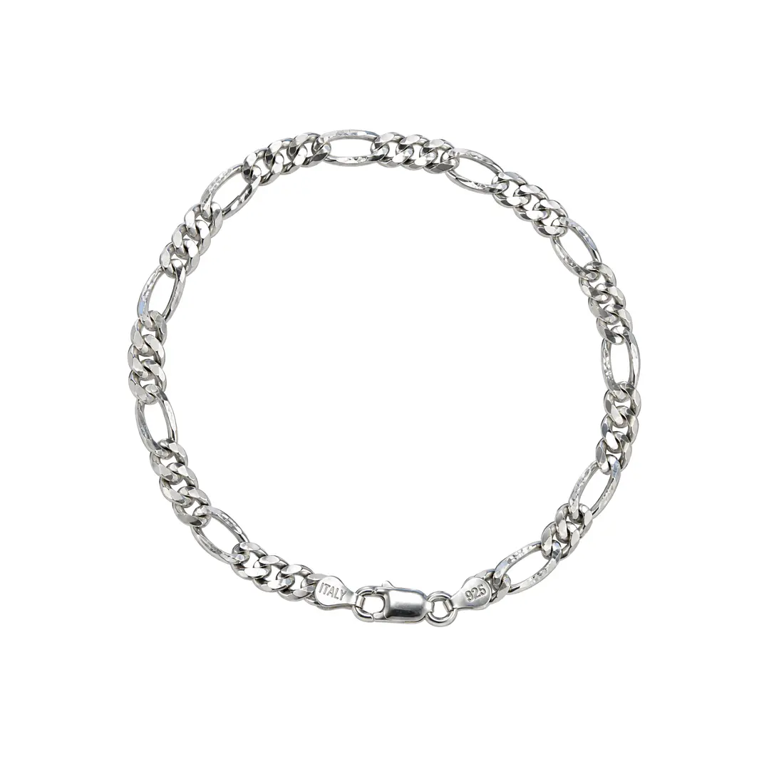 Pulsera de Plata Esterlina 925 3-1 Eslabones Planos 1