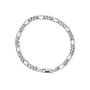 Pulsera de Plata Esterlina 925 3-1 Eslabones Planos