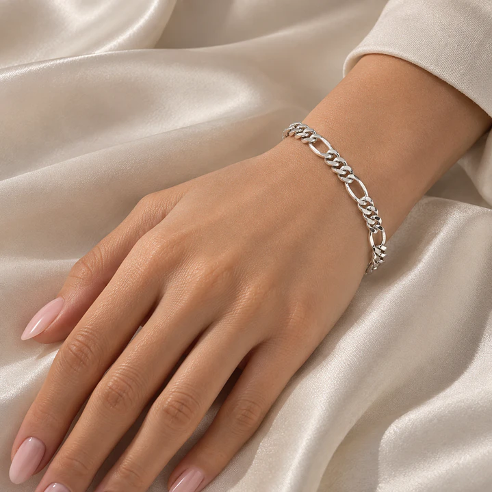 Pulsera de Plata Esterlina 925 3-1 Eslabones Planos 4