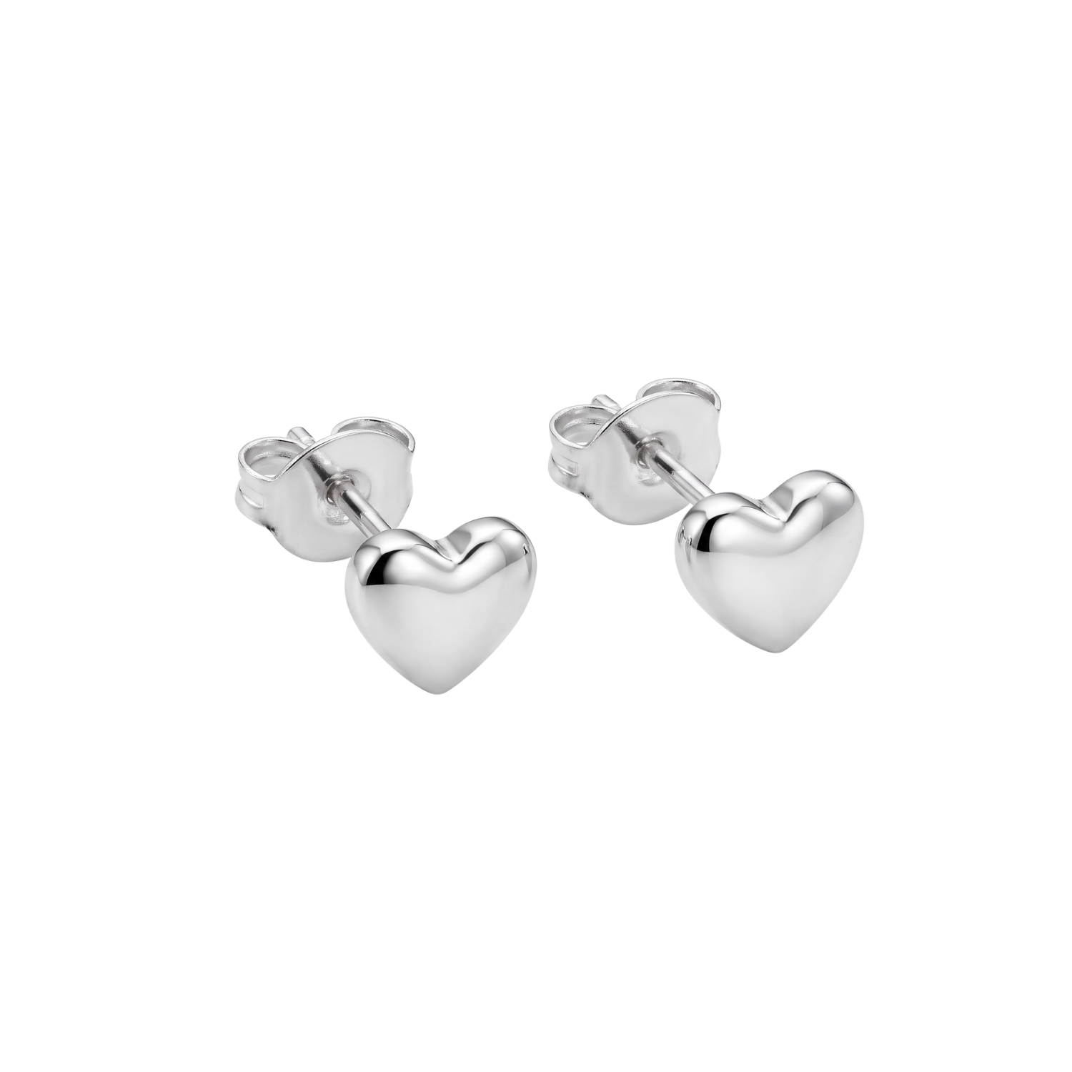 Aros de Plata Esterlina 925 Corazón Liso 2