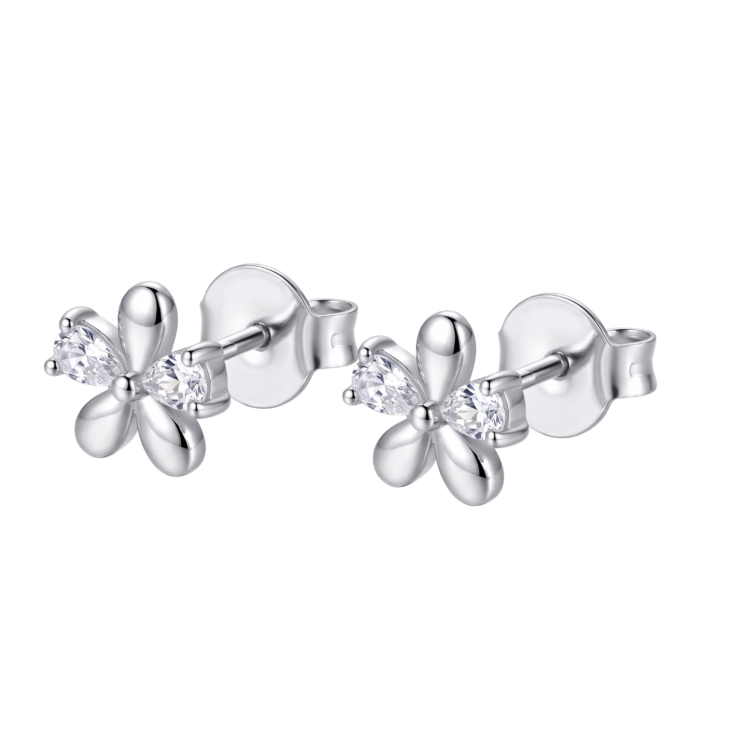 Aros de Plata Esterlina 925 Petalos de Flor Circón 1