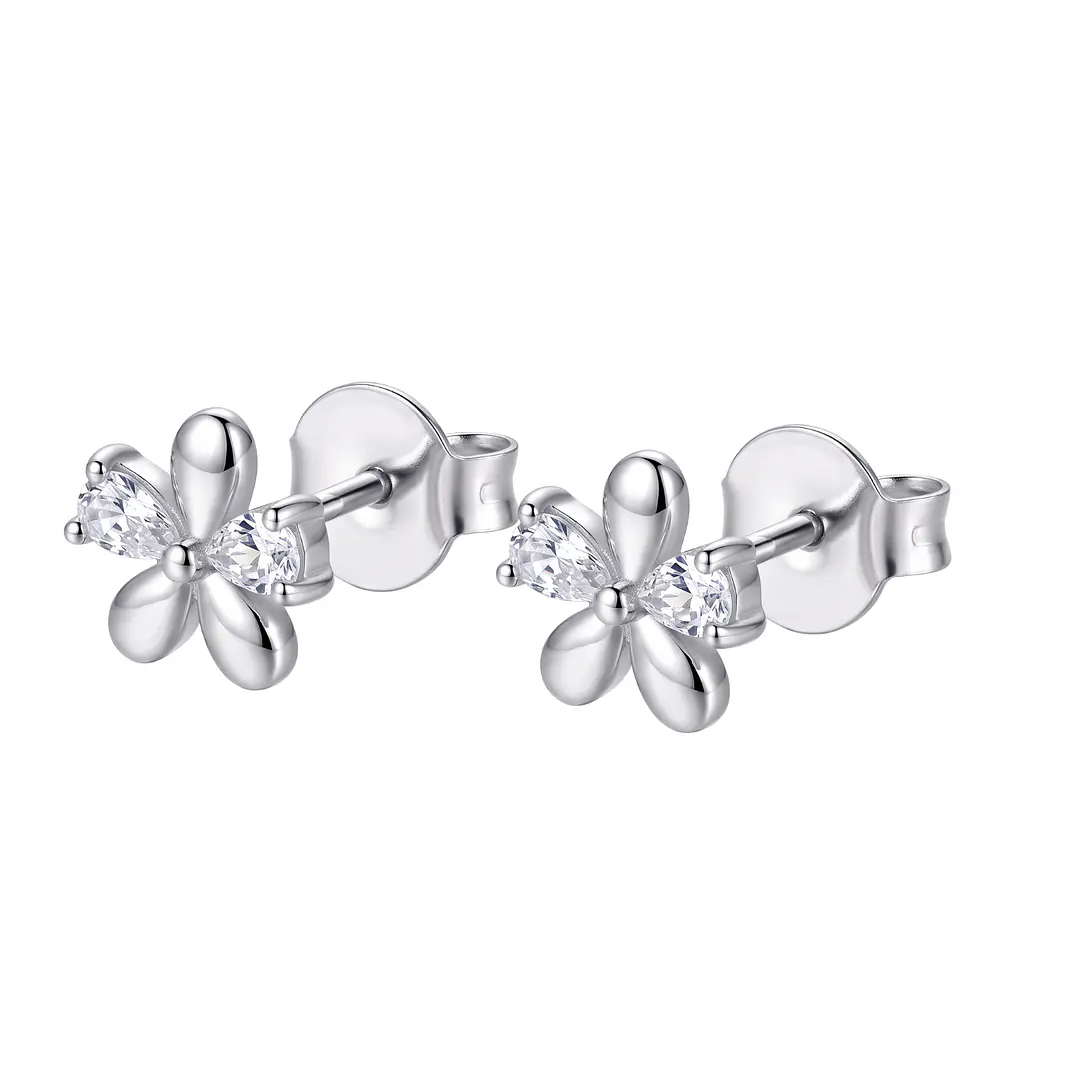 Aros de Plata Esterlina 925 Petalos de Flor Circón 1