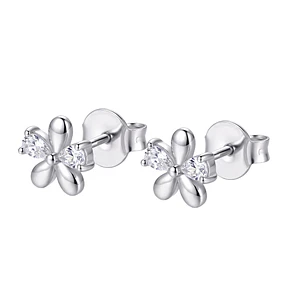 Aros de Plata Esterlina 925 Petalos de Flor Circón