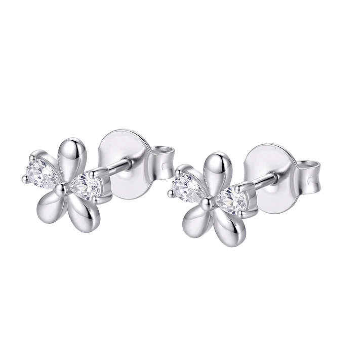 Aros de Plata Esterlina 925 Petalos de Flor Circón 1