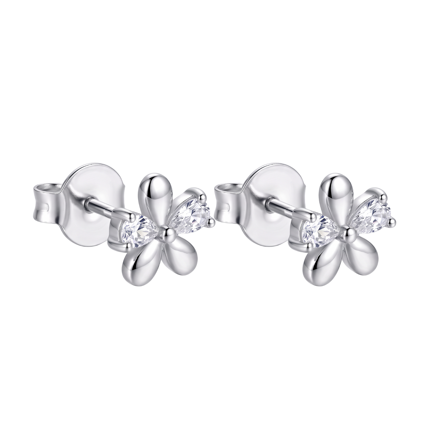 Aros de Plata Esterlina 925 Petalos de Flor Circón 2