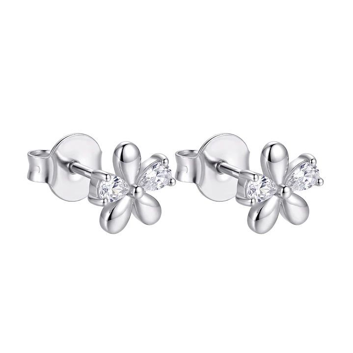 Aros de Plata Esterlina 925 Petalos de Flor Circón 2