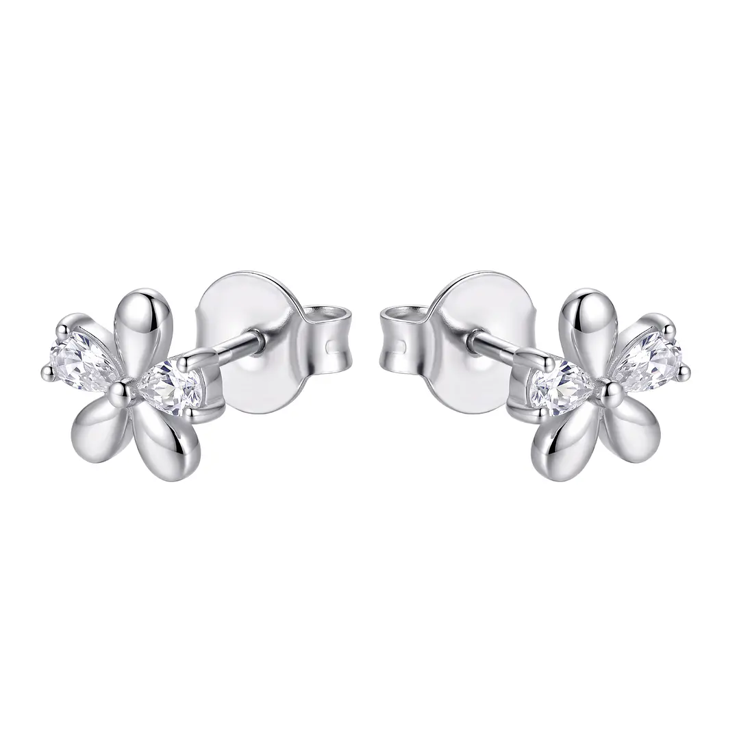 Aros de Plata Esterlina 925 Petalos de Flor Circón 3