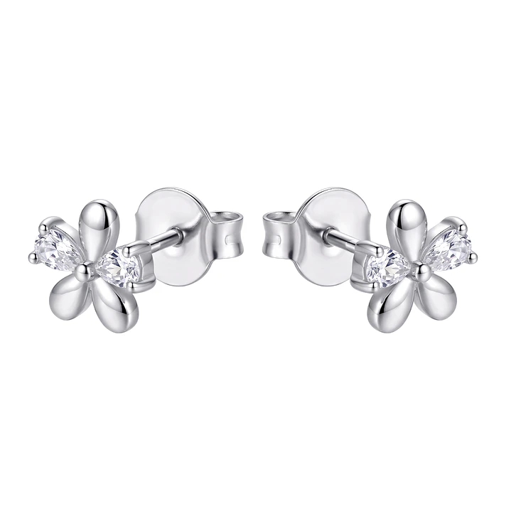 Aros de Plata Esterlina 925 Petalos de Flor Circón 3