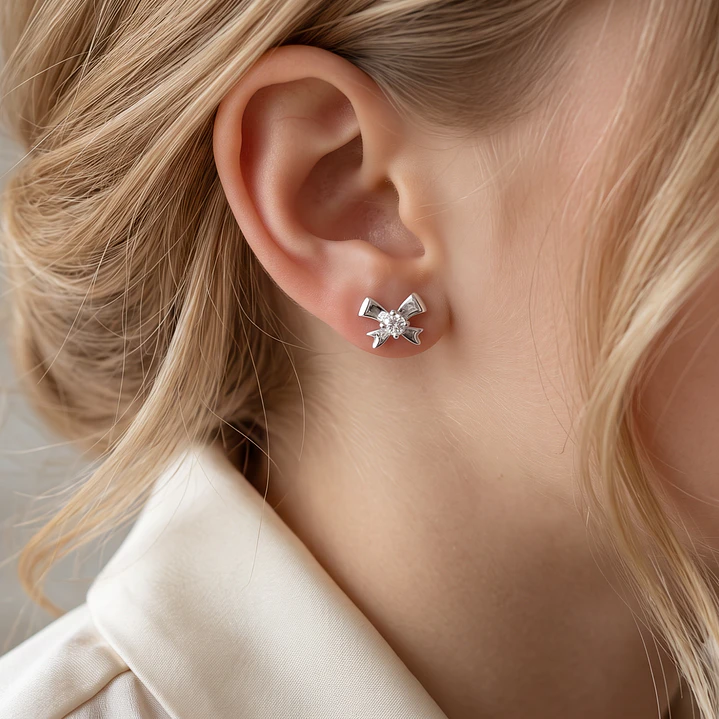 Aros de Plata Esterlina 925 Cinta Coquette Circón 4