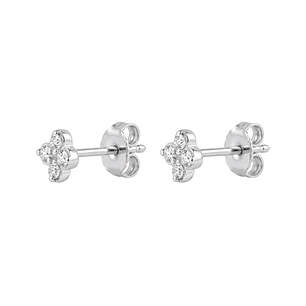 Aros de Plata Esterlina 925 Trebol Miniatura Circón