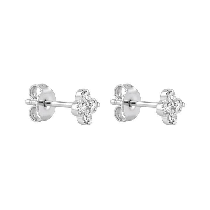 Aros de Plata Esterlina 925 Trebol Miniatura Circón 3