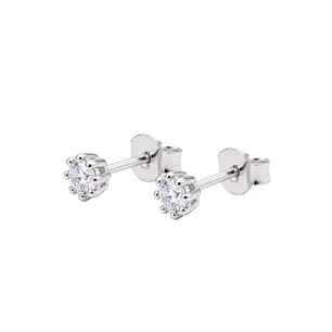 Aros de Plata Esterlina 925 Punto Circón Pequeño