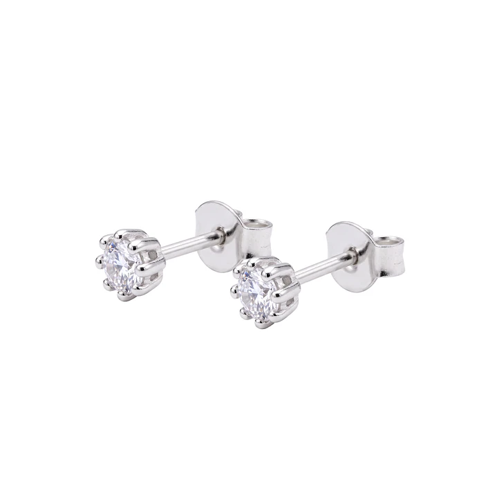Aros de Plata Esterlina 925 Punto Circón Pequeño 1