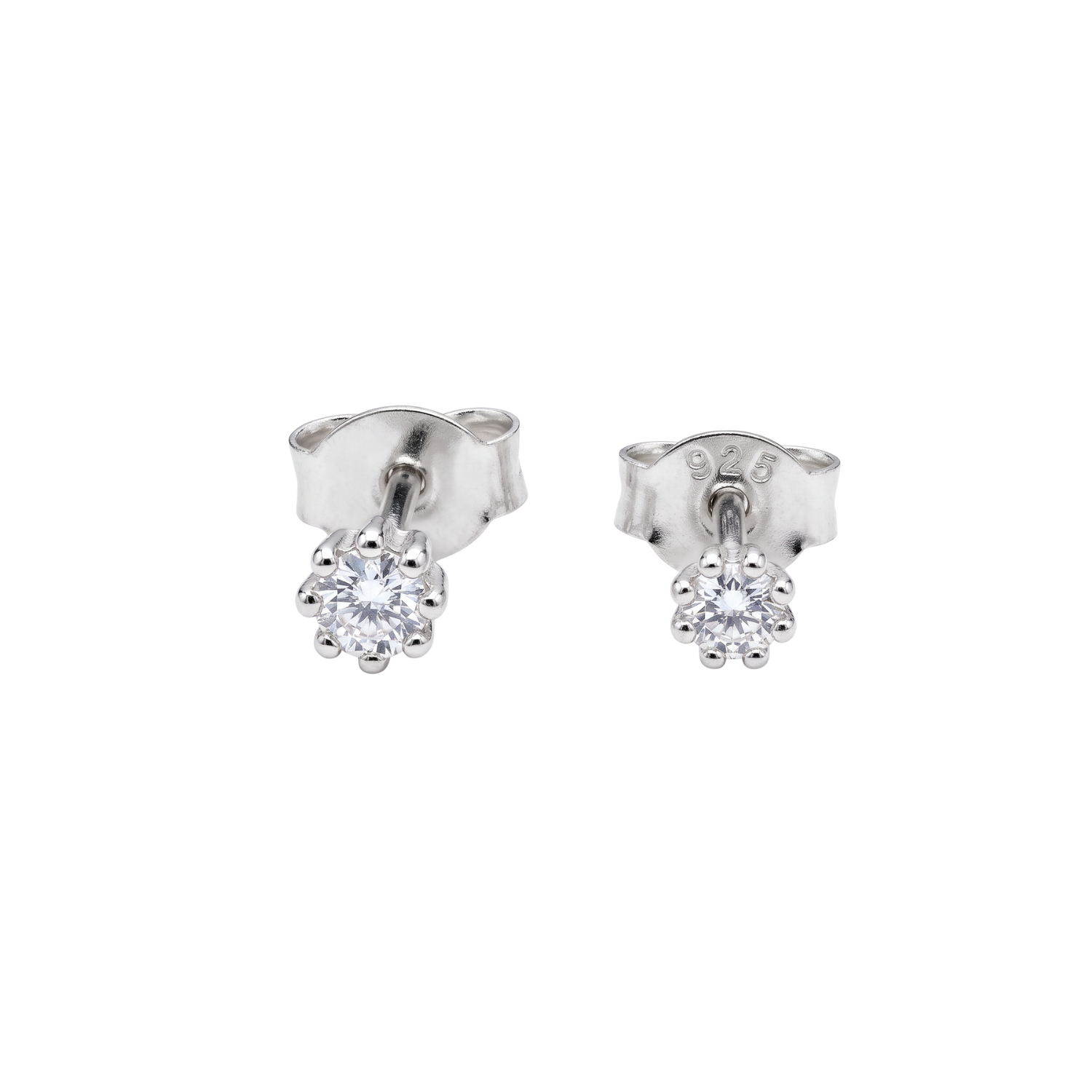 Aros de Plata Esterlina 925 Punto Circón Pequeño 2