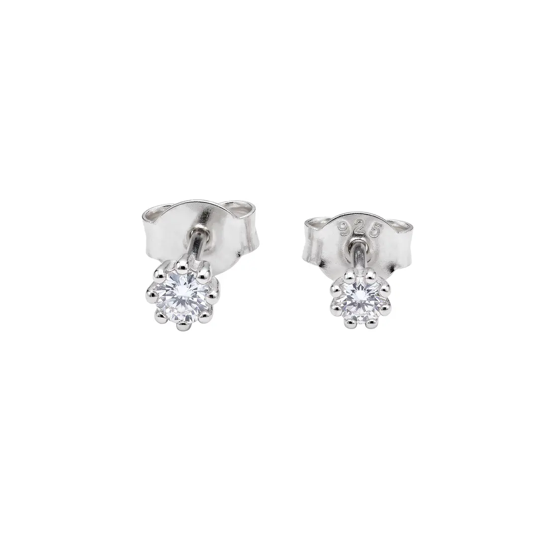 Aros de Plata Esterlina 925 Punto Circón Pequeño 2