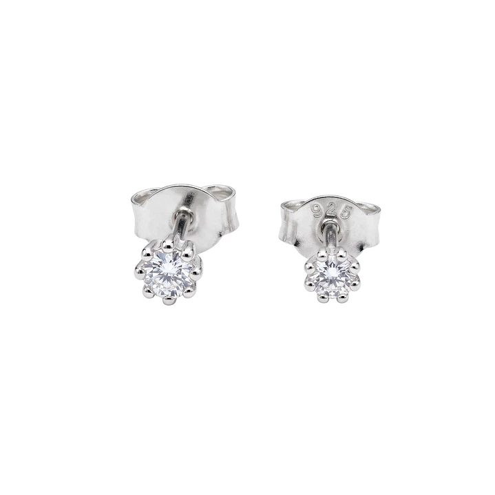 Aros de Plata Esterlina 925 Punto Circón Pequeño 2