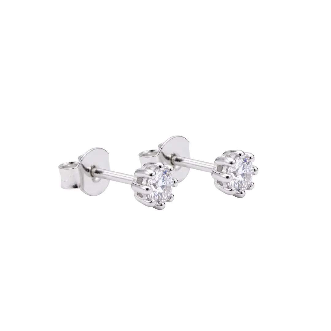 Aros de Plata Esterlina 925 Punto Circón Pequeño 3