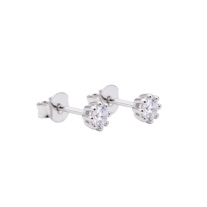 Aros de Plata Esterlina 925 Punto Circón Pequeño 3