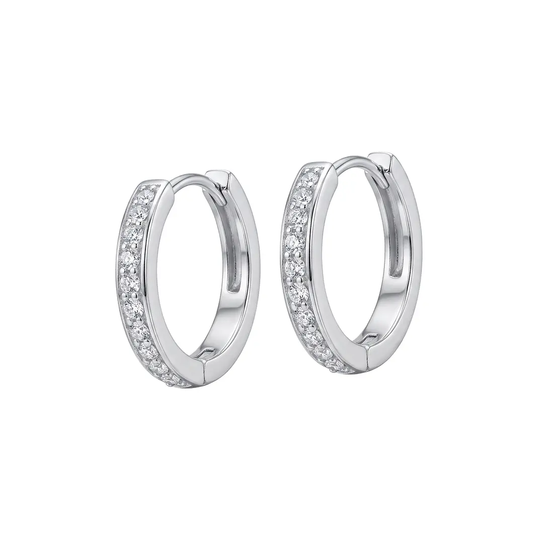 Aros de Plata Esterlina 925 Argollas Circón Riel 1