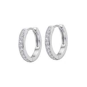 Aros de Plata Esterlina 925 Argollas Circón Riel