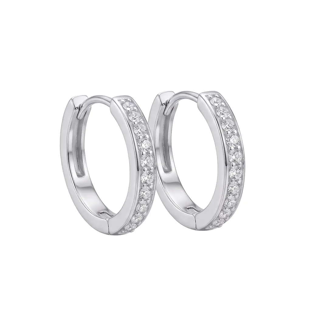Aros de Plata Esterlina 925 Argollas Circón Riel 2