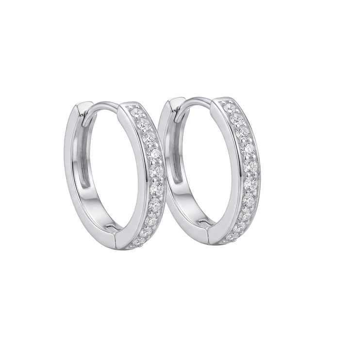 Aros de Plata Esterlina 925 Argollas Circón Riel 2