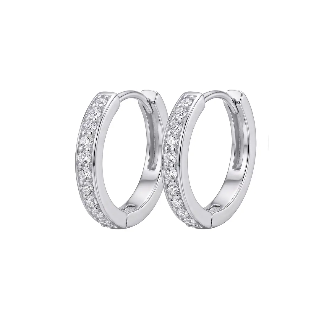 Aros de Plata Esterlina 925 Argollas Circón Riel 3