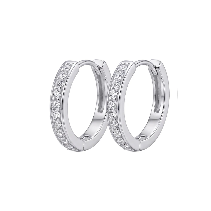 Aros de Plata Esterlina 925 Argollas Circón Riel 3