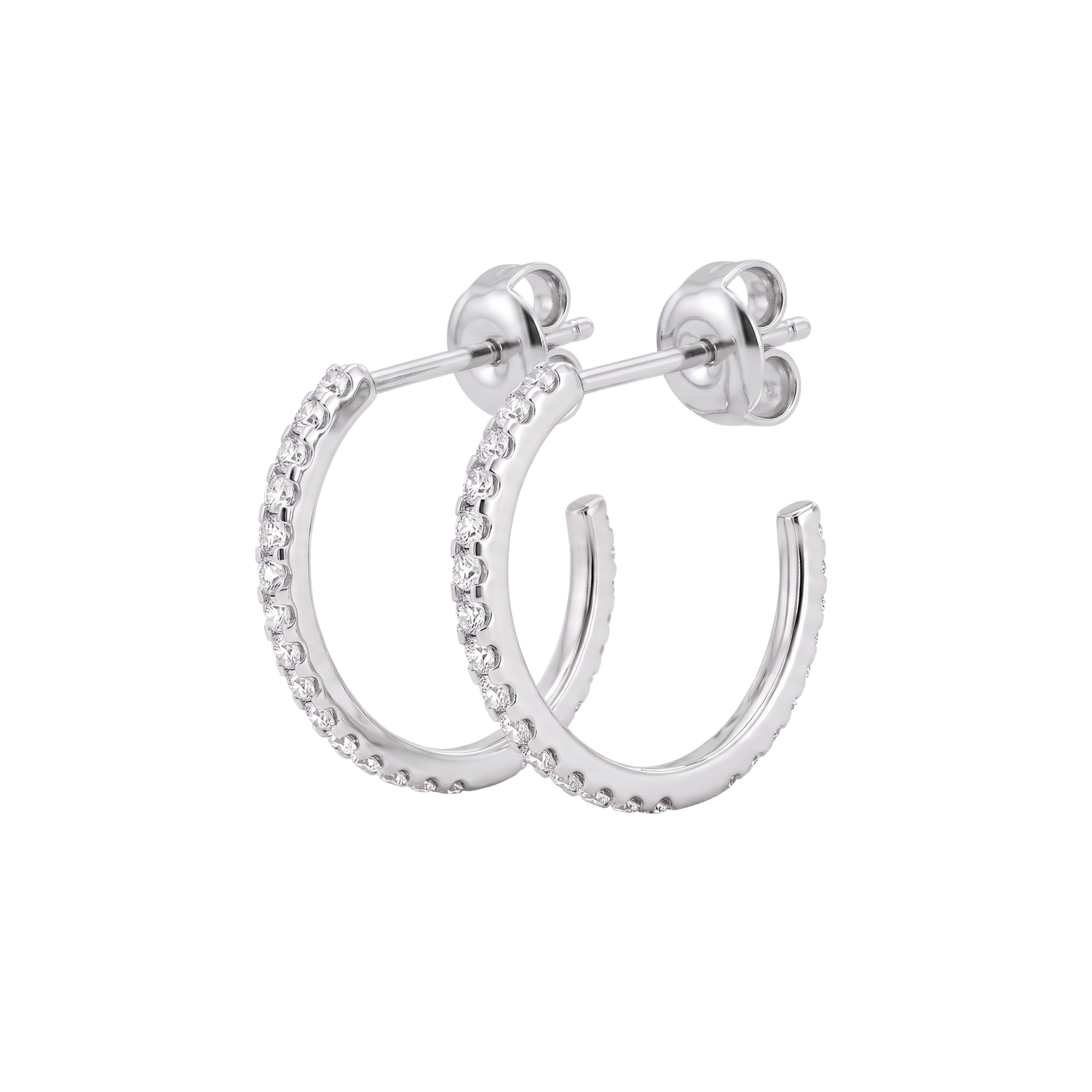 Aros de Plata Esterlina 925 Media Argolla Circón Cintillo 1