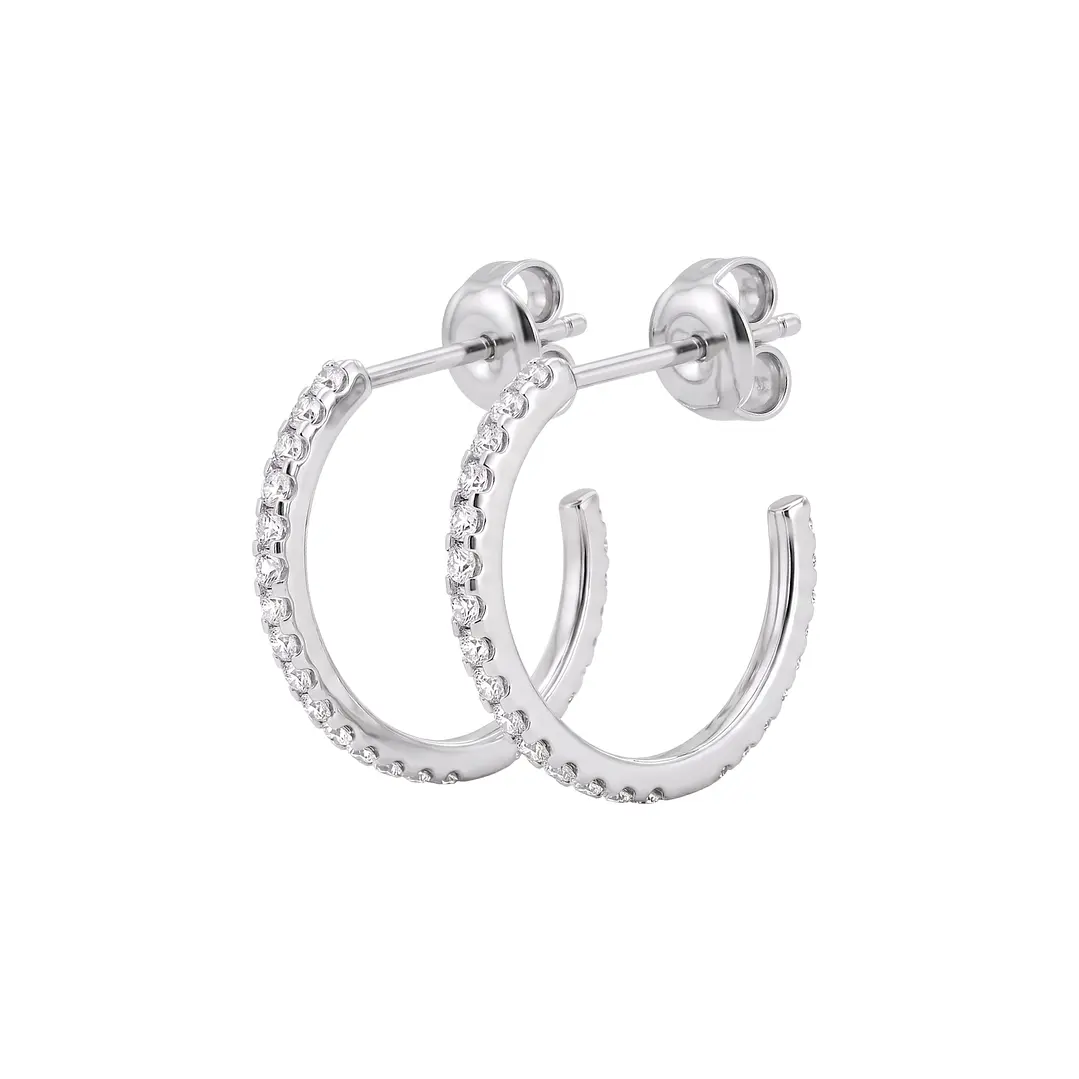Aros de Plata Esterlina 925 Media Argolla Circón Cintillo 1