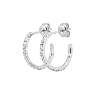Aros de Plata Esterlina 925 Media Argolla Circón Cintillo