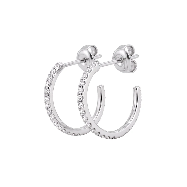 Aros de Plata Esterlina 925 Media Argolla Circón Cintillo 1
