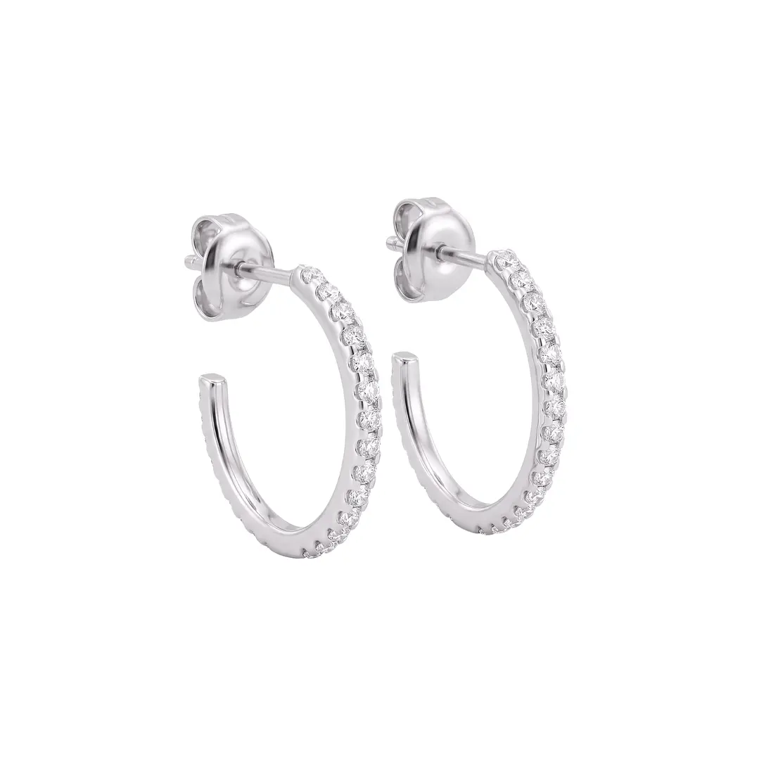 Aros de Plata Esterlina 925 Media Argolla Circón Cintillo 2