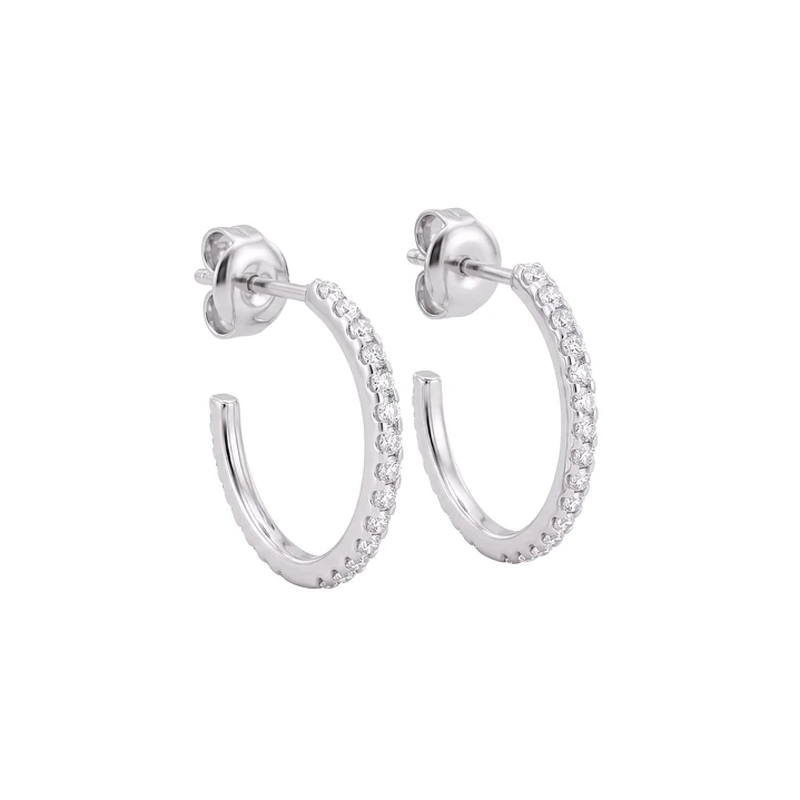 Aros de Plata Esterlina 925 Media Argolla Circón Cintillo 2