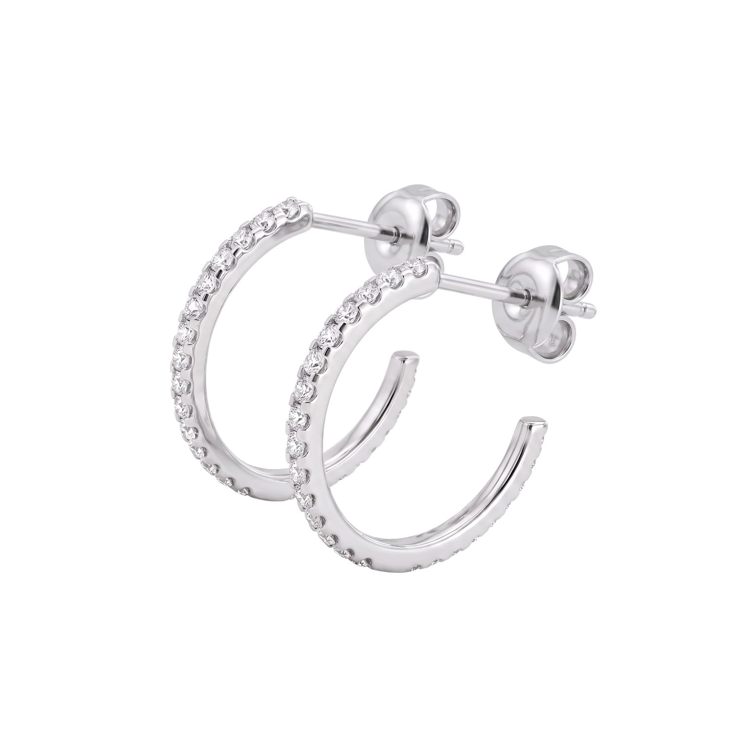 Aros de Plata Esterlina 925 Media Argolla Circón Cintillo 3