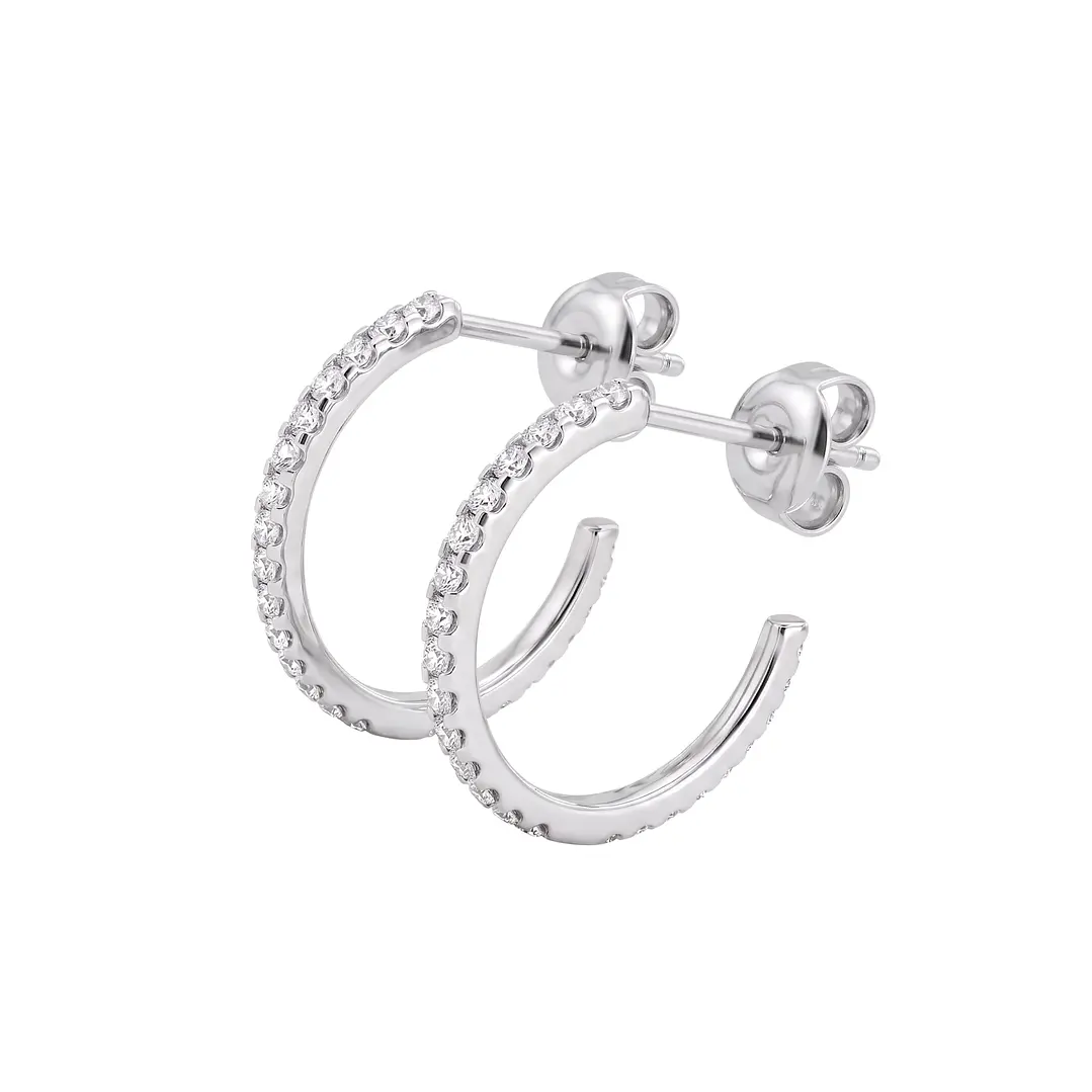 Aros de Plata Esterlina 925 Media Argolla Circón Cintillo 3