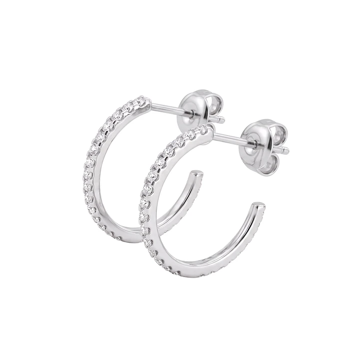 Aros de Plata Esterlina 925 Media Argolla Circón Cintillo 3