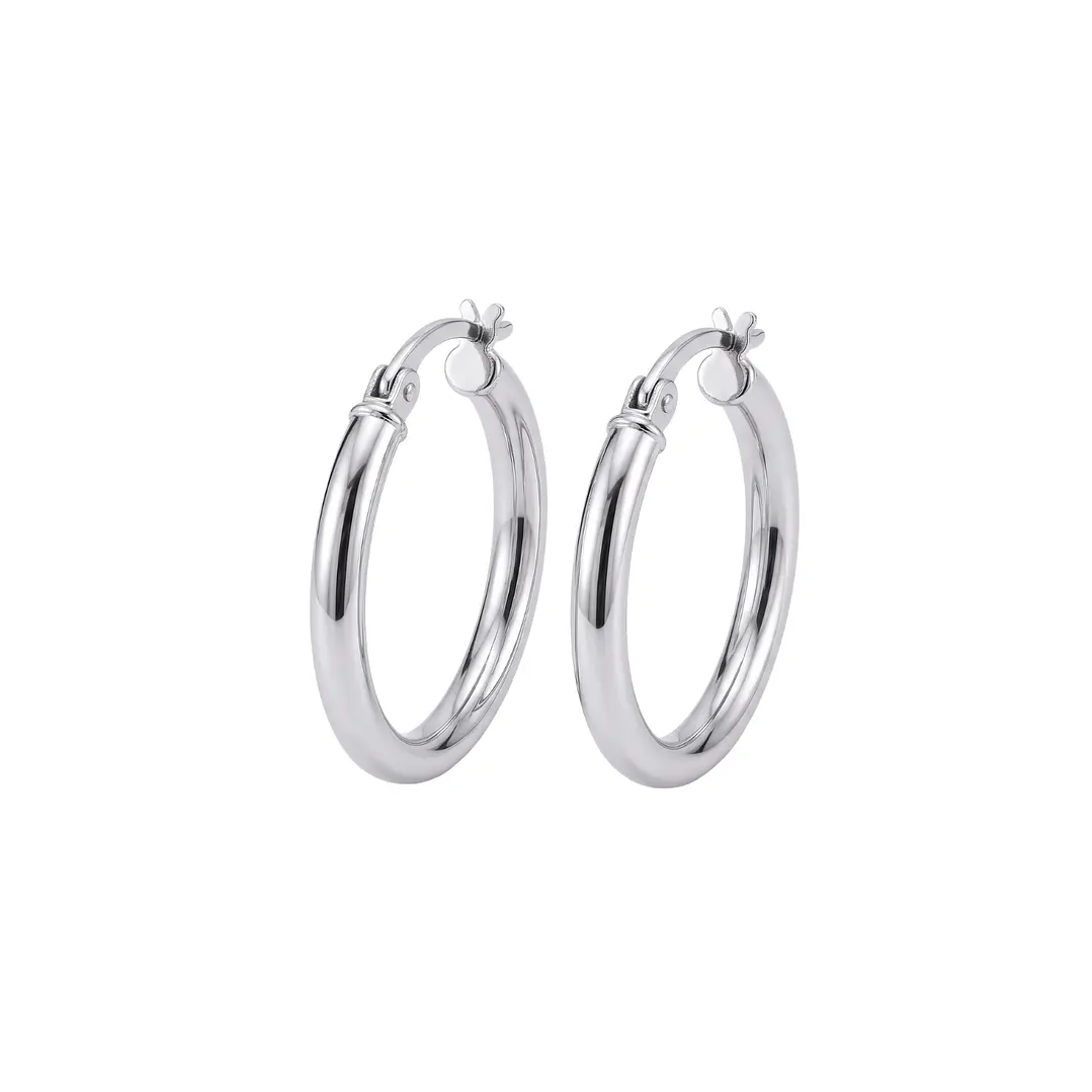Aros de Plata Esterlina 925 Argollas Lisas Grandes 2