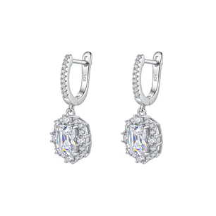 Aros de Plata Esterlina 925 Baguette Enmarcado Circón