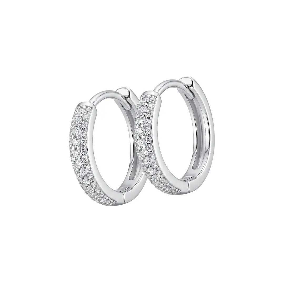 Aros de Plata Esterlina 925 Argolla Circón Cintillo 1