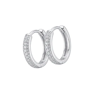 Aros de Plata Esterlina 925 Argolla Circón Cintillo