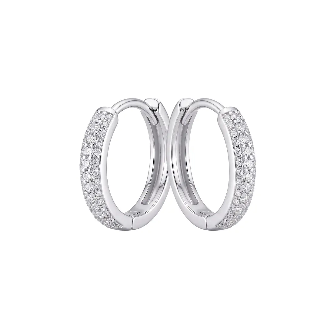 Aros de Plata Esterlina 925 Argolla Circón Cintillo 2