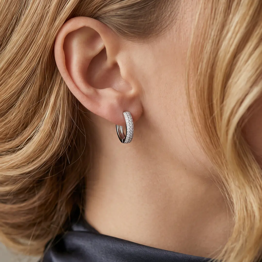Aros de Plata Esterlina 925 Argolla Circón Cintillo 4