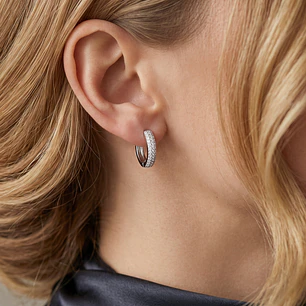 Aros de Plata Esterlina 925 Argolla Circón Cintillo